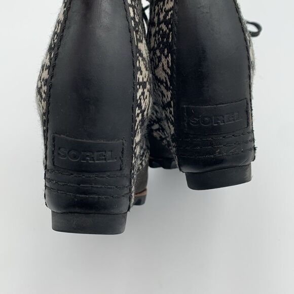 Sorel Joan of Arc Lexie wedge ankle boots black and white Womans size 6.5 - Picture 10 of 12